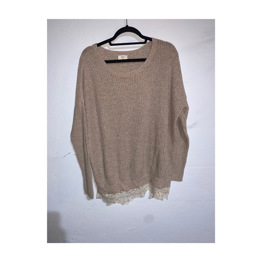 Urban Outfitters Oatmeal Lace Lined Sweater